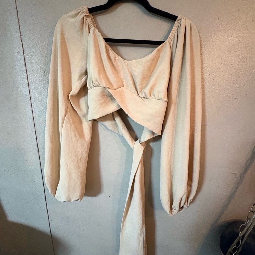 Forever 21 Cream Blouse with Front Tie